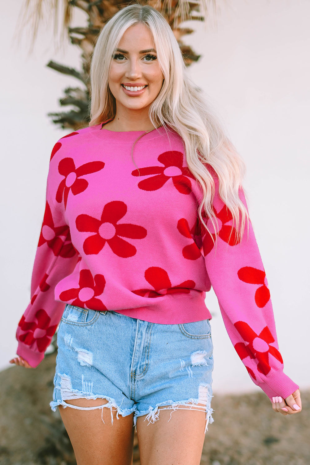 26SS Pink daisy sweater