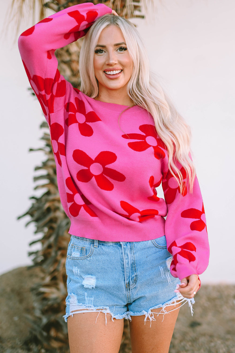 26SS Pink daisy sweater