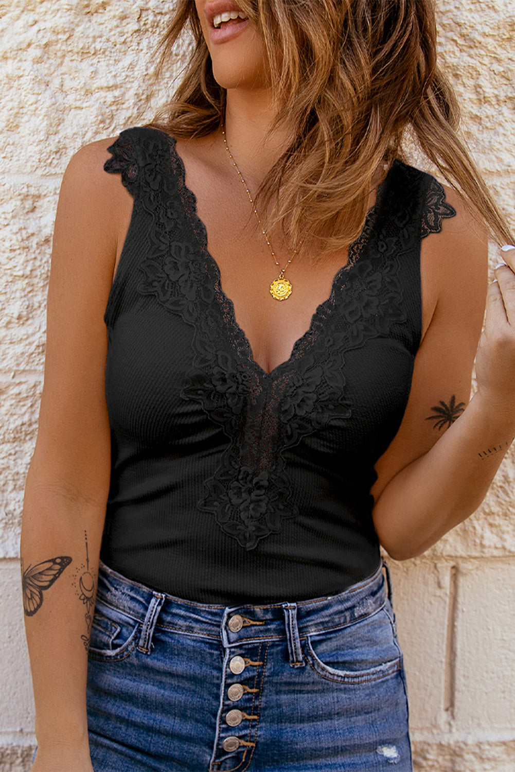 26SS Lace V-Neck Body Suit