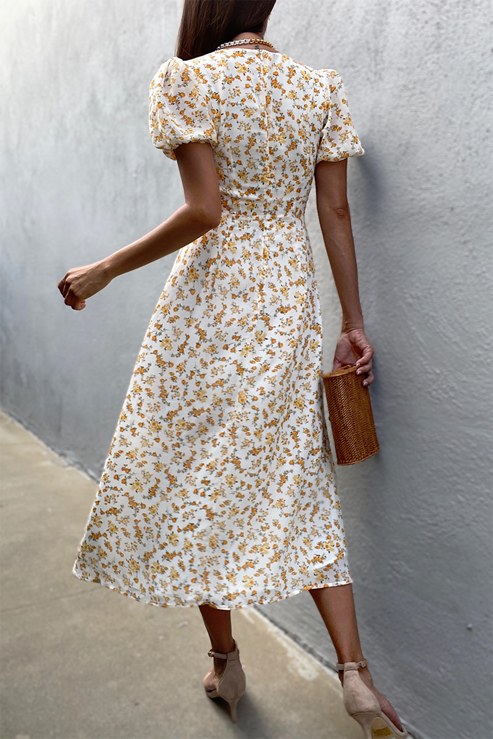 26SS Yellow Floral 90s dress