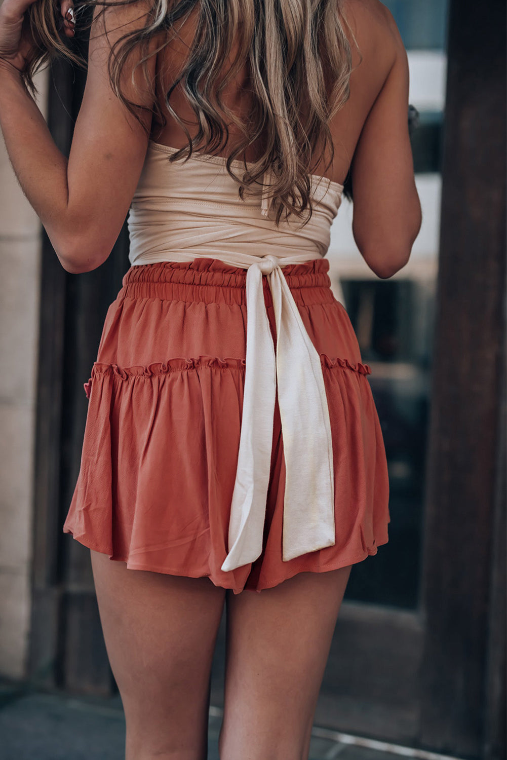 26SS drawstring casual shorts, boho shorts, skirt with shirts