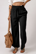 26SS Black Casual drawstring women's wide leg pant