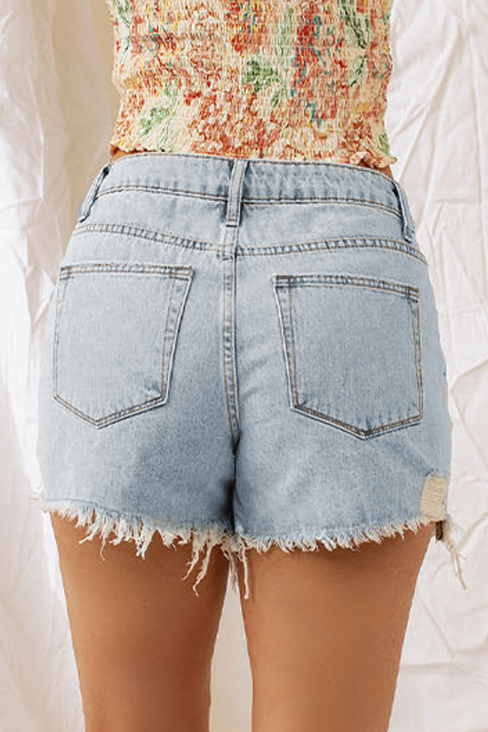 26SS Sky blue distresses jean shorts