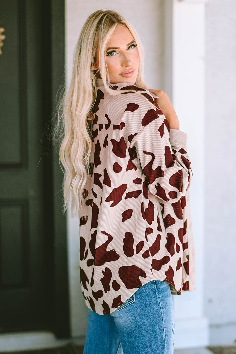 26SS Cow Print light weight oversized jacket