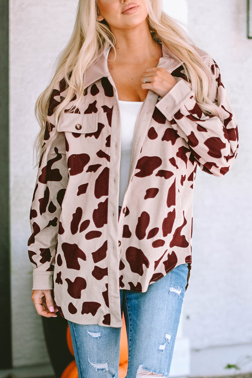 26SS Cow Print light weight oversized jacket