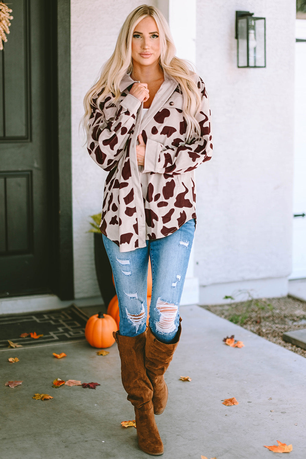 26SS Cow Print light weight oversized jacket