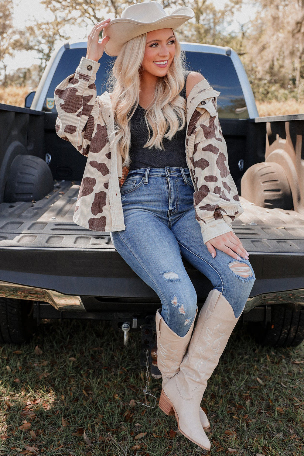 26SS Cow Print light weight oversized jacket