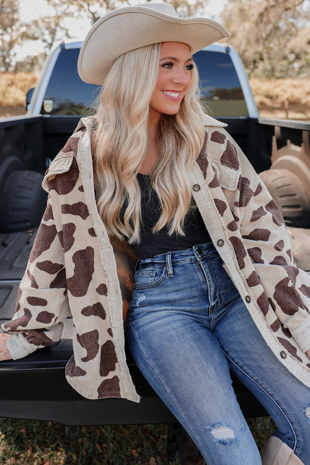 26SS Cow Print light weight oversized jacket