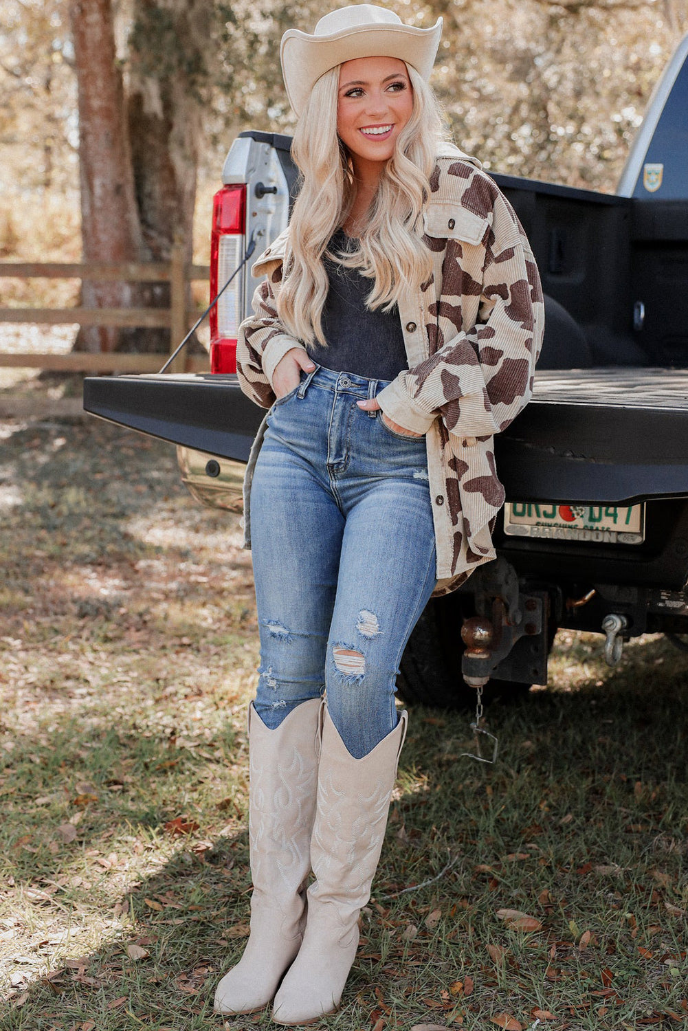 26SS Cow Print light weight oversized jacket