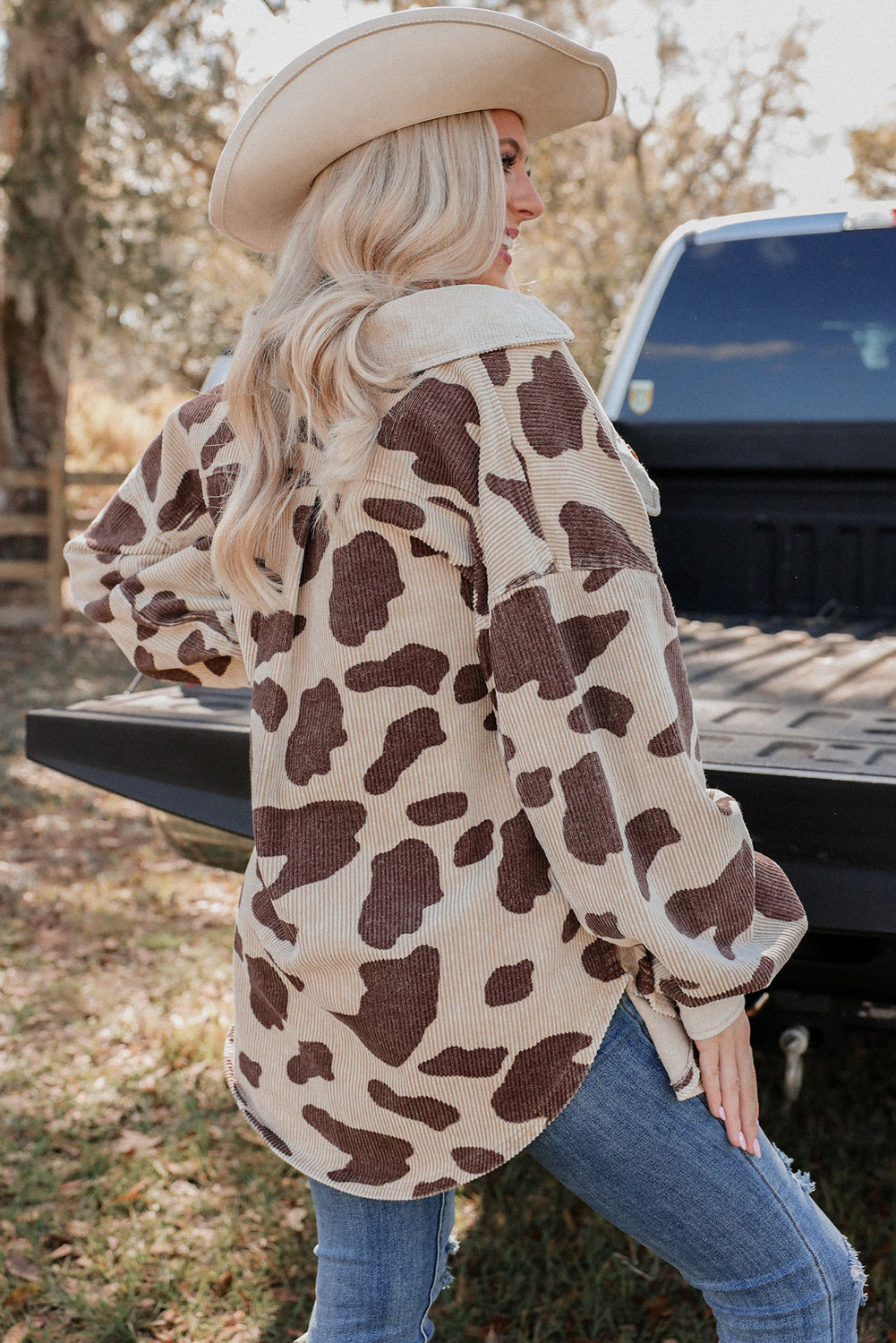 26SS Cow Print light weight oversized jacket
