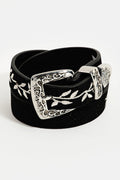26SS Embroidered Faux Leather belt.