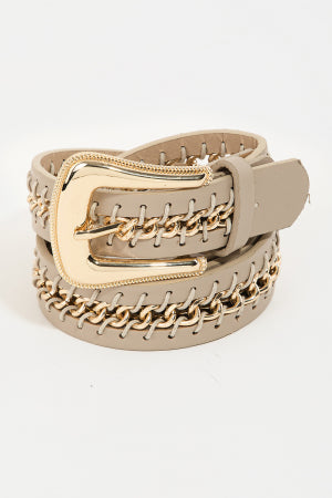 26SS Faux Leather Chain Link Western Belt
