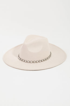 26SS Rhinestone Strap Fedora Hat