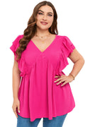 26SS Plus Size Ruffle tie back top