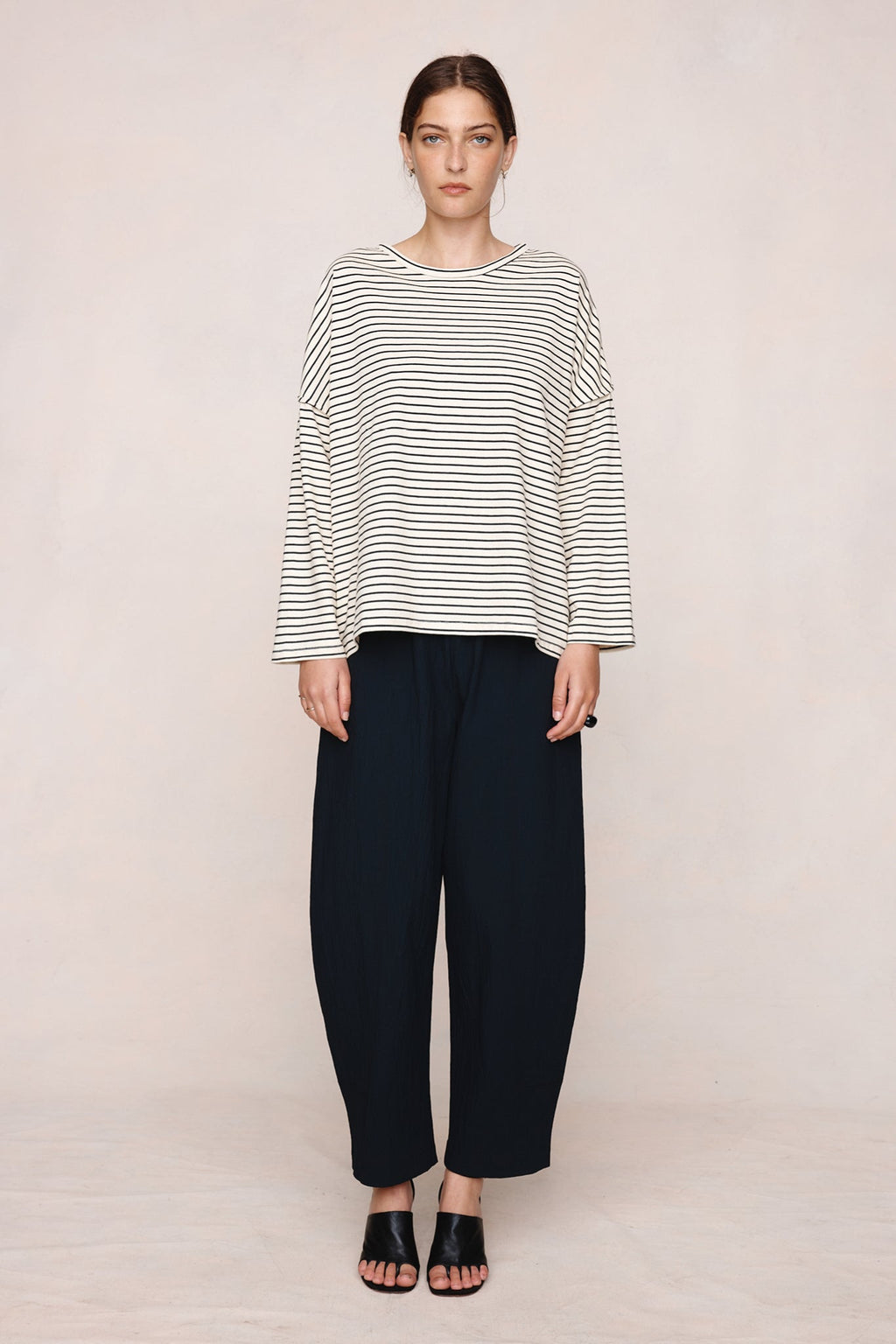 26SS YELENA TEE - IVORY / BLACK STRIPE