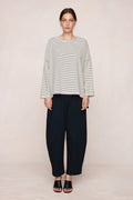 26SS YELENA TEE - IVORY / BLACK STRIPE