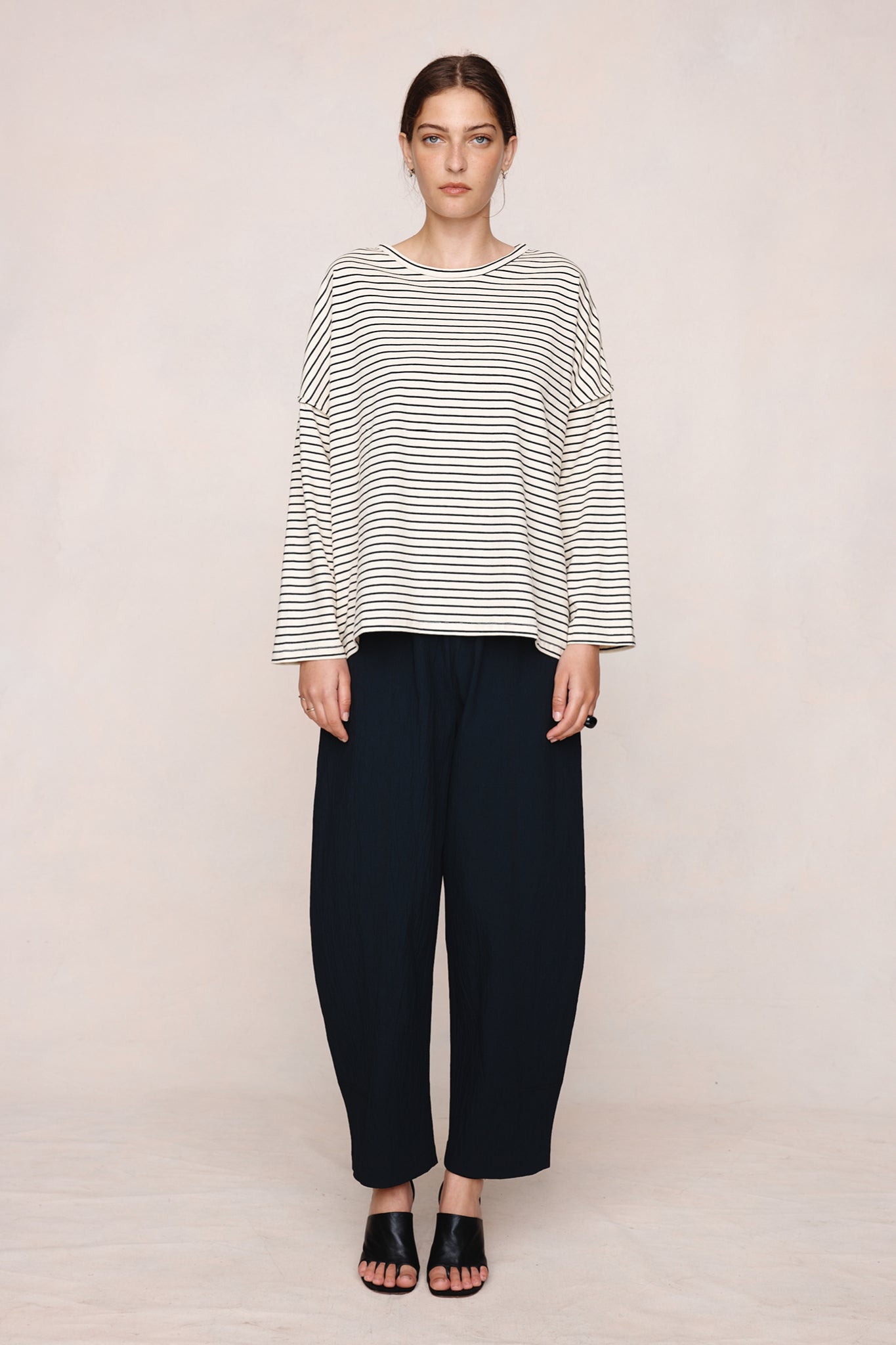 26SS YELENA TEE - IVORY / BLACK STRIPE