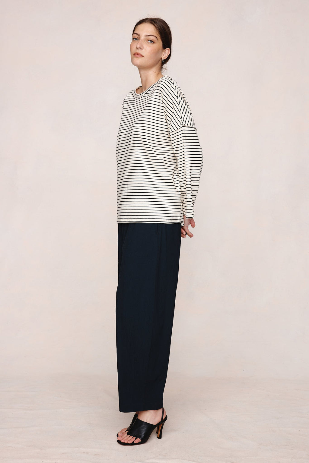 26SS YELENA TEE - IVORY / BLACK STRIPE