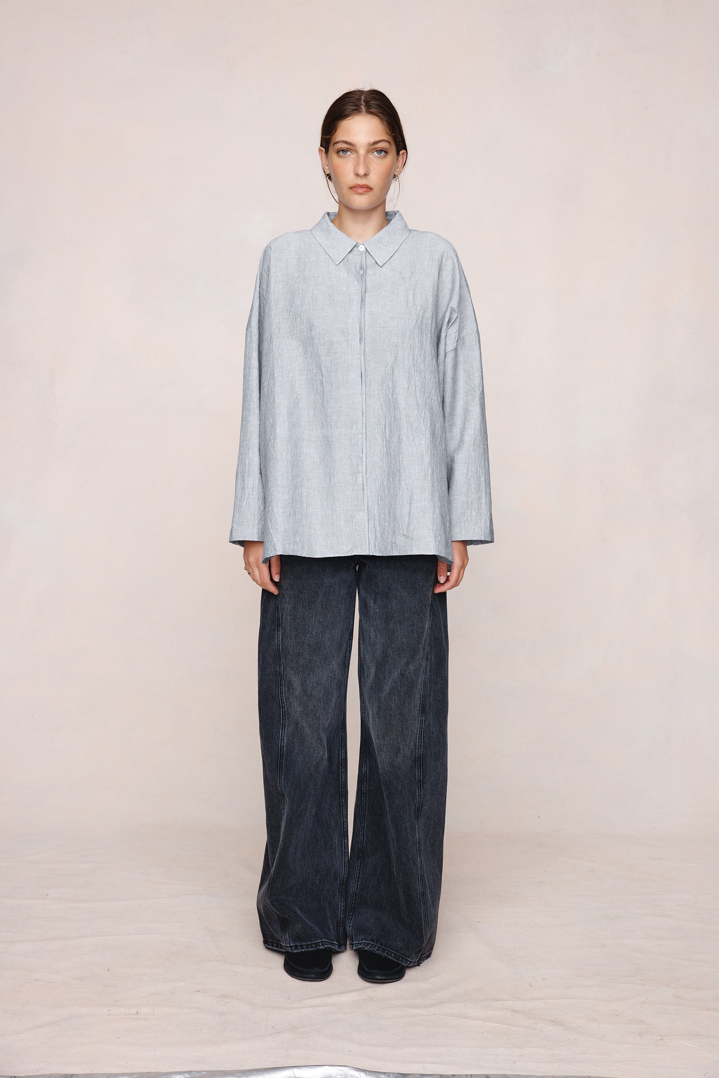 26SS FREDDY SHIRT - CHARCOAL STRIPE