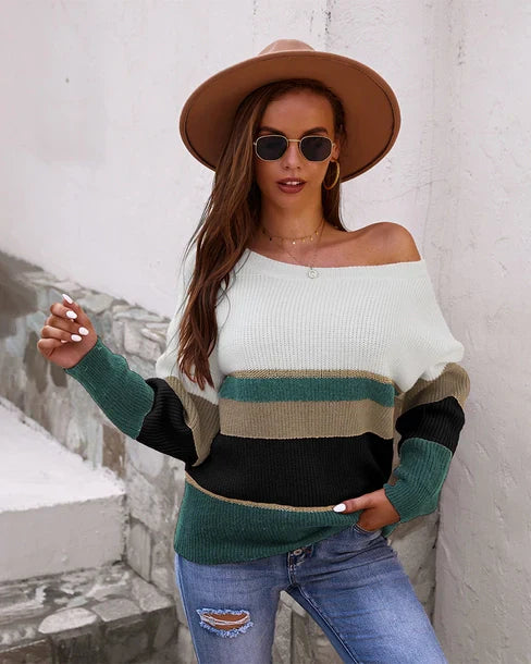 26SS Striped long sleeve knitted sweater.
