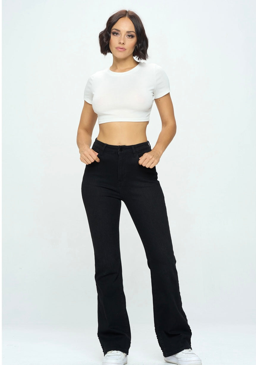 26SS Black flare high waisted jeans