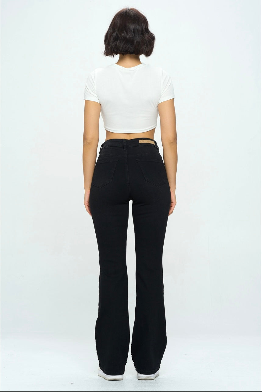 26SS Black flare high waisted jeans