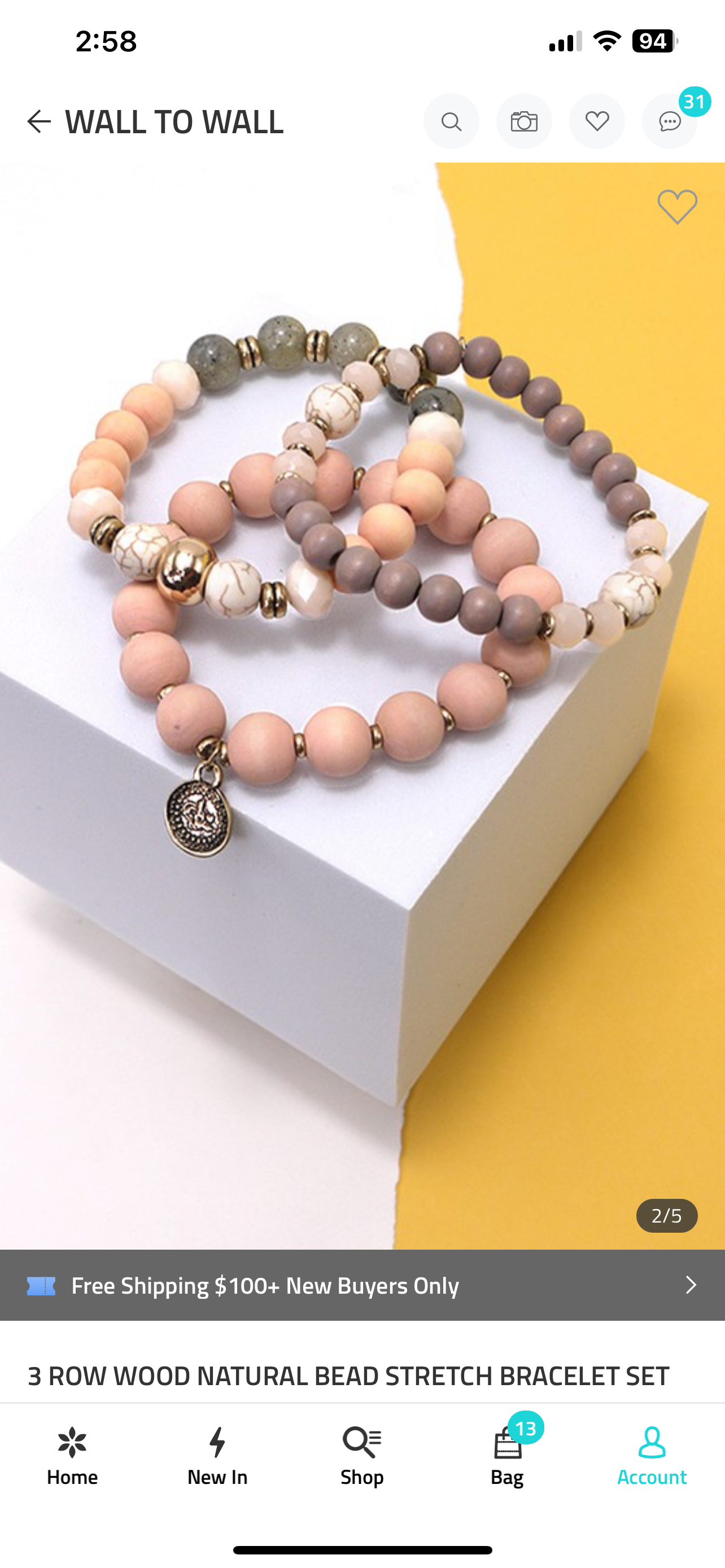 26SS Wooden bead bracelet set