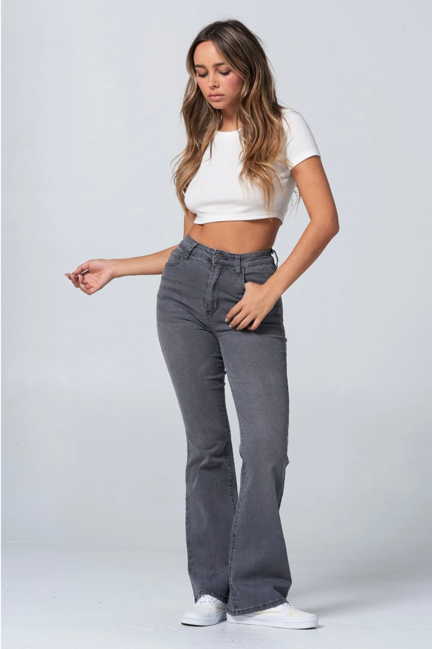 26SS Gray flare jeans