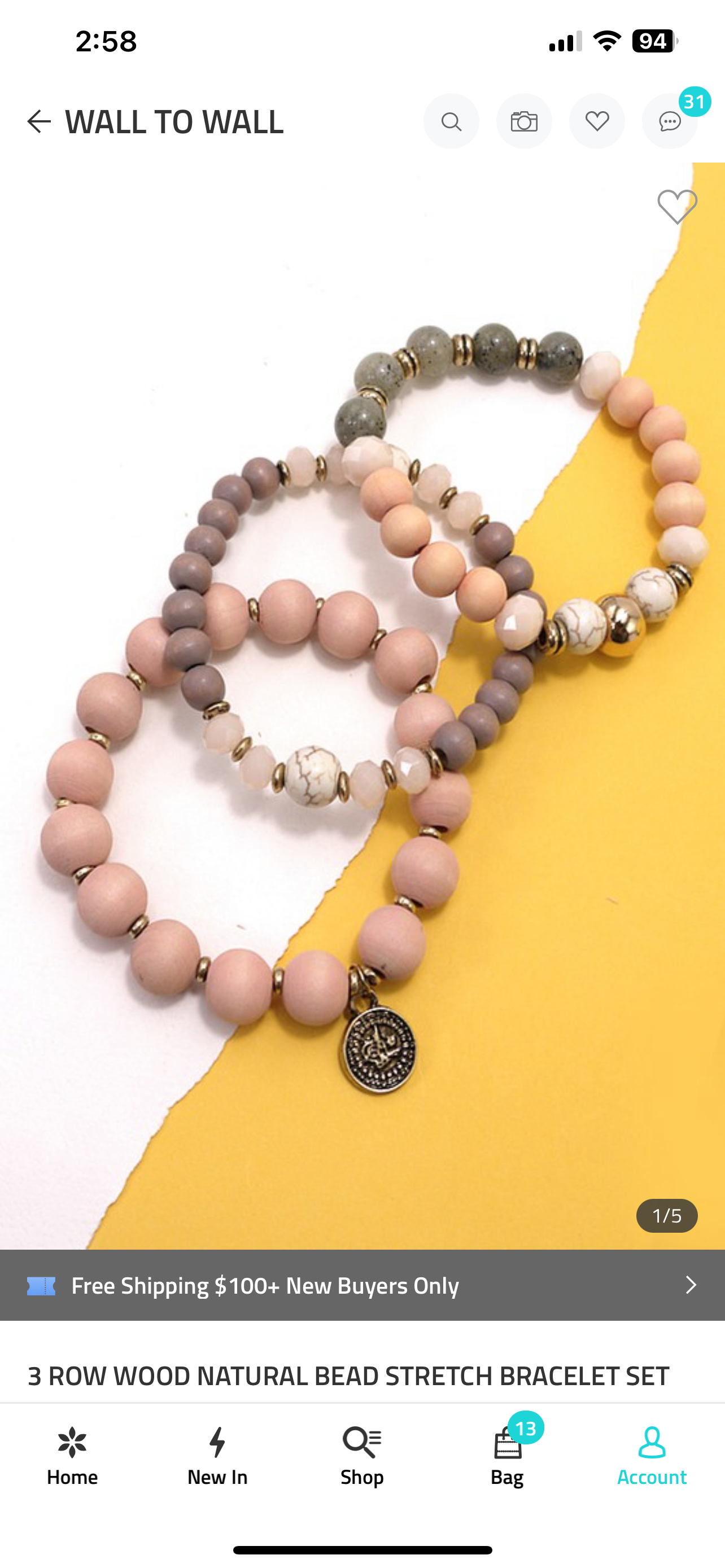 26SS Wooden bead bracelet set